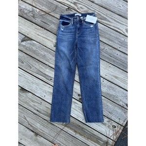 New Flying Monkey High Rise Ankle Raw Hem Distressed Jeans Style 3989 Sz 25